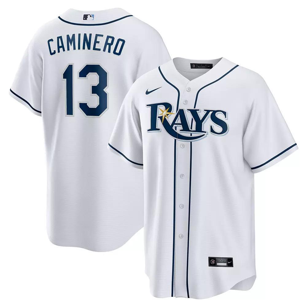 Men's Nike Junior Caminero White Tampa Bay Rays Home Replica Player Jersey, Size: 2XL Product Image