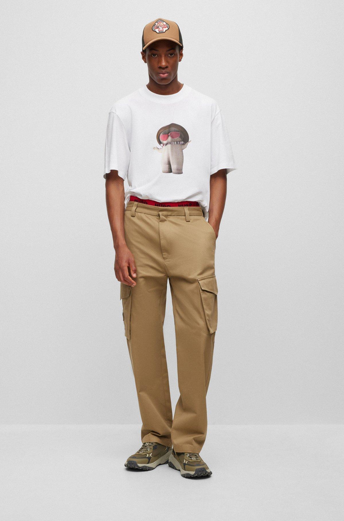 Cotton-jersey relaxed-fit T-shirt with mushroom prints Product Image