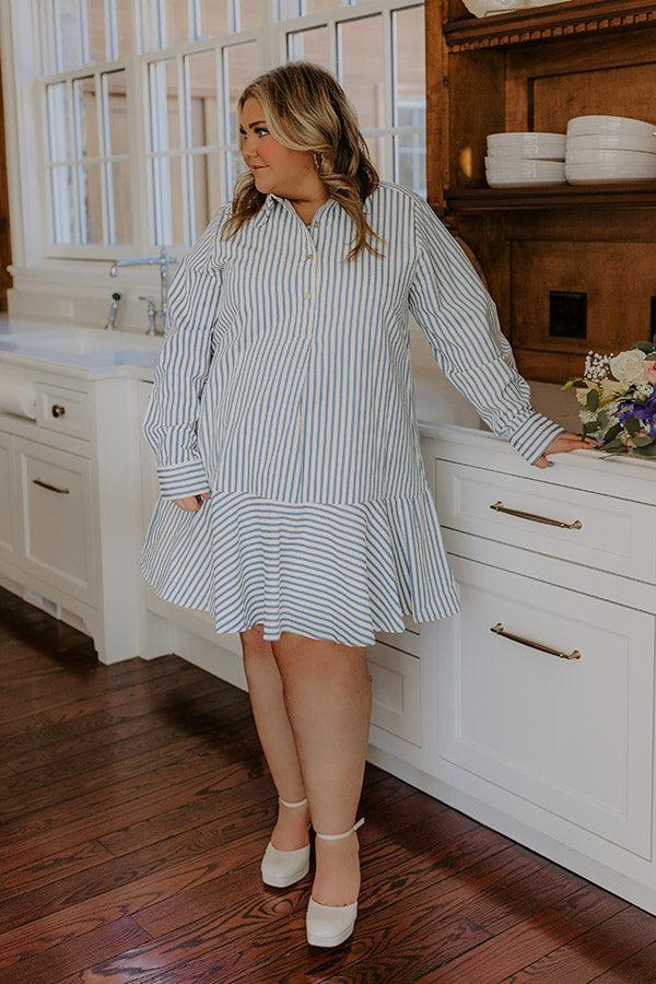 Stripe A Pose Mini Dress in Blue Curves Product Image