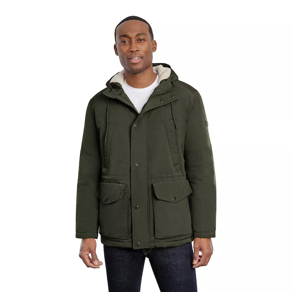 Men's London Fog Sherpa-Lined Hooded Parka, Size: Large, Green Product Image