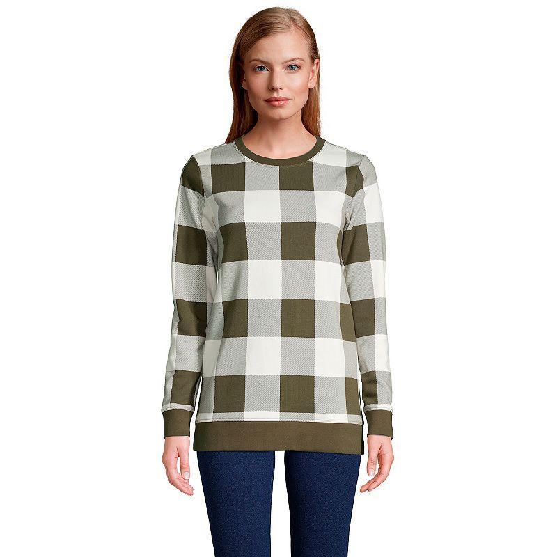 Petite Lands End Serious Sweats Crewneck Sweatshirt Tunic, Womens Gray Flecked Grey Product Image