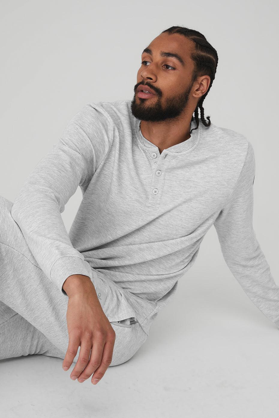 Micro Waffle Fast Break Henley - Athletic Heather Grey Product Image