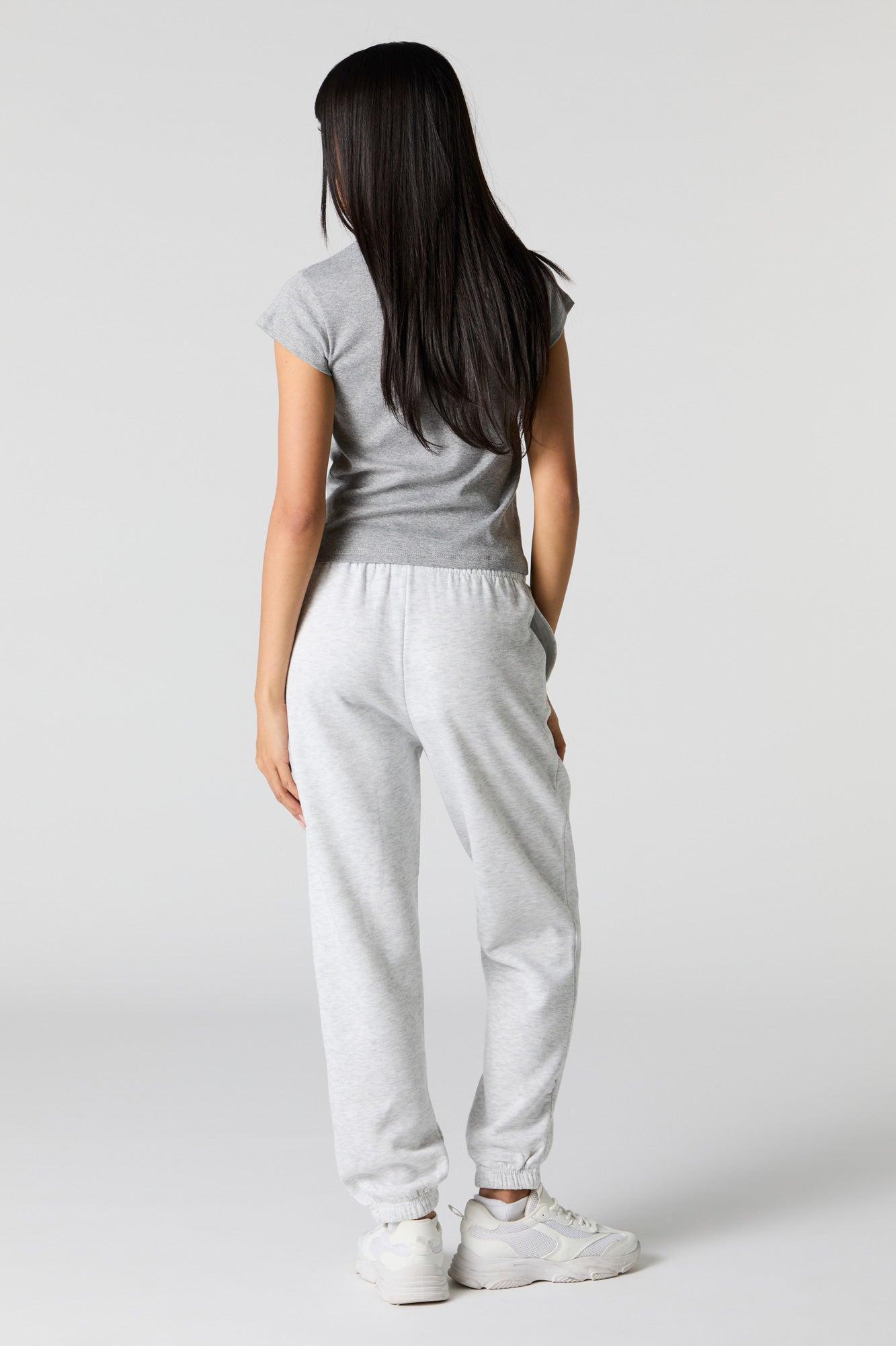 High Rise Solid Fleece Jogger Female Product Image