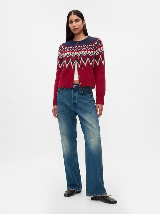 Brushed Fair Isle Cropped Cardigan Product Image