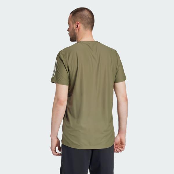 Mens adidas Own The Run Short Sleeve Tee Aurora Red Product Image