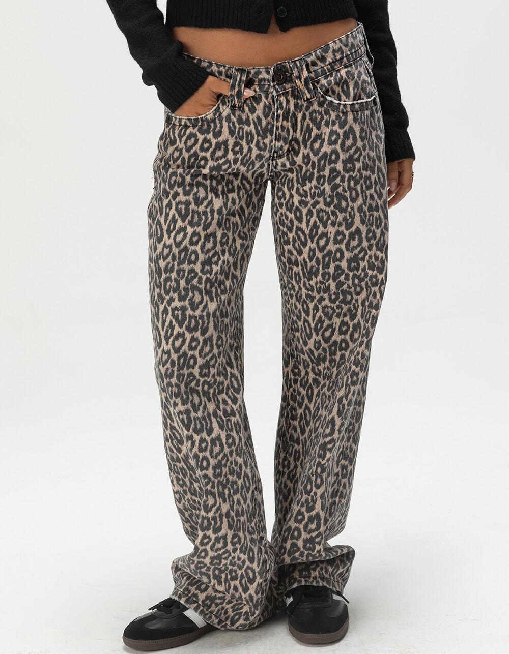 BDG Urban Outfitters Kayla Low Rider Womens Low Rise Leopard Print Baggy Jeans - LEOPARD Product Image