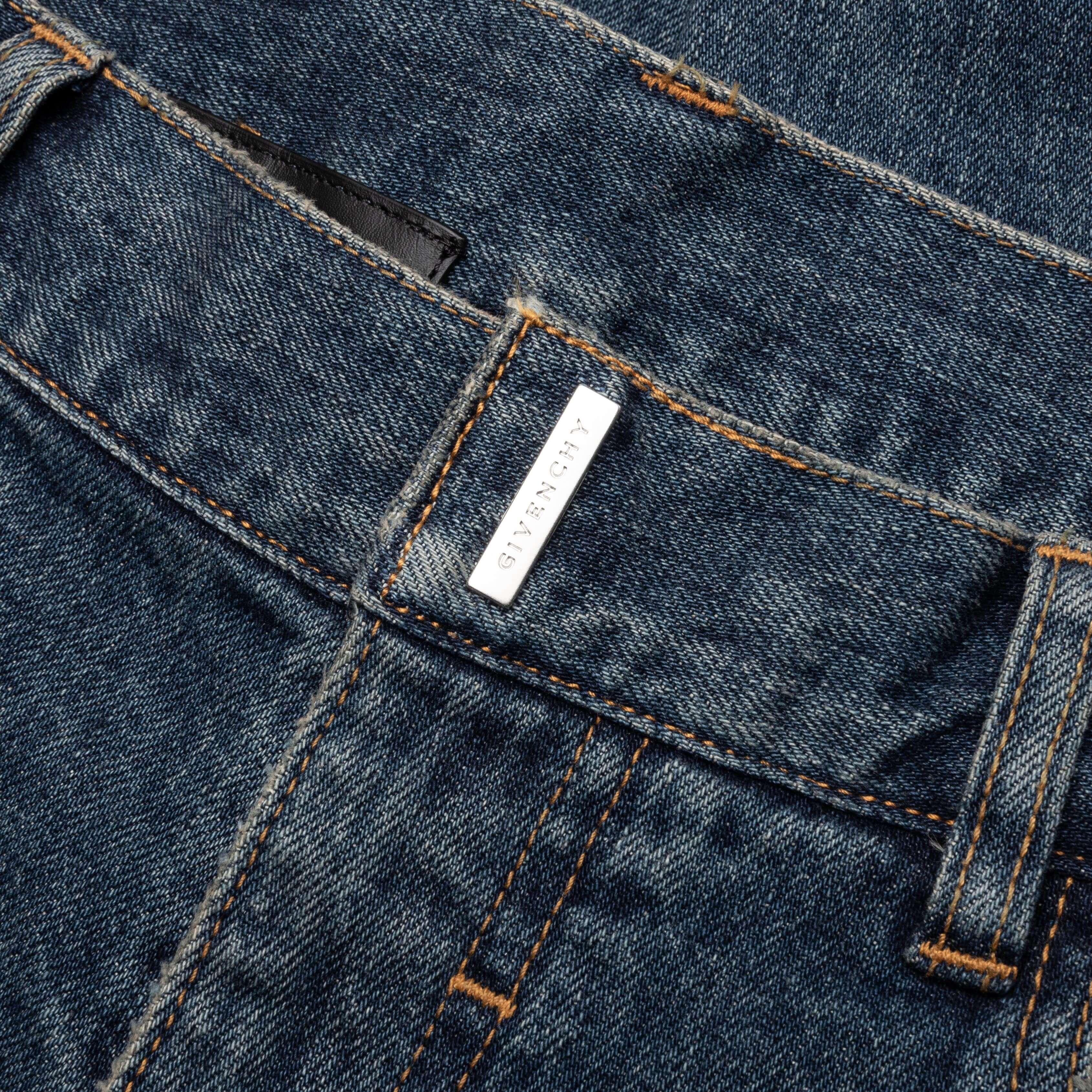 Distressed Denim Trousers - Indigo Blue Male Product Image