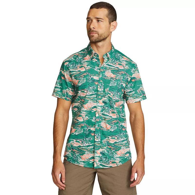 Men's Eddie Bauer Baja Print Short Sleeve Button-Down Shirt, Size: XL, Green Product Image