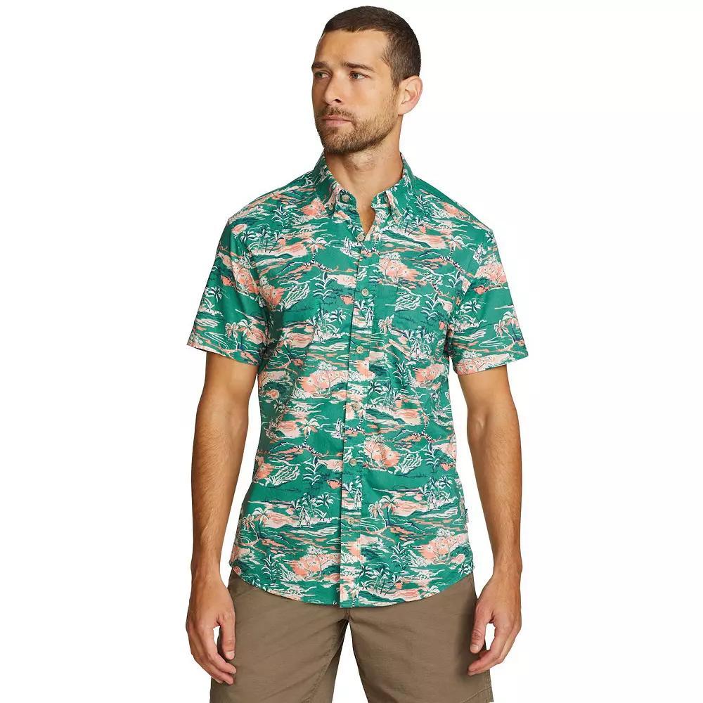 Men's Eddie Bauer Baja Print Short Sleeve Button-Down Shirt, Size: XL, Green Product Image