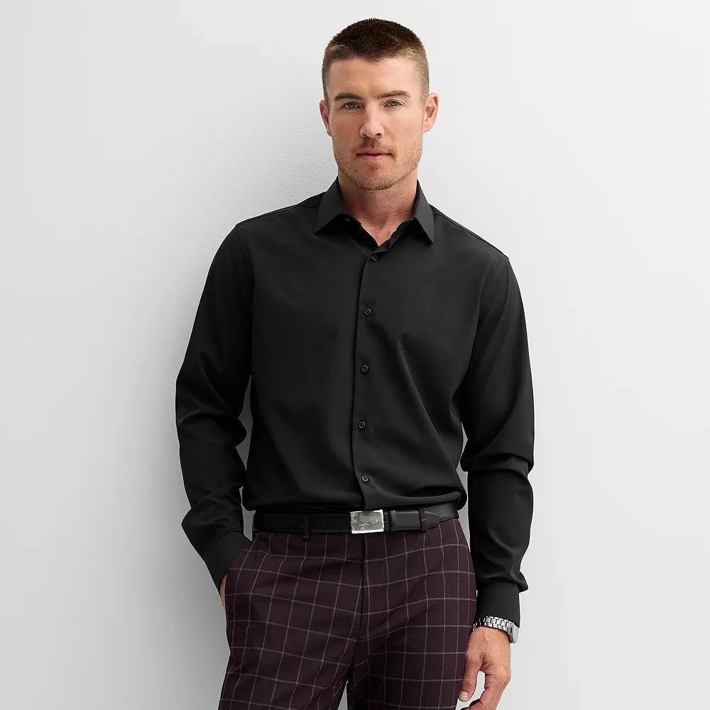 Men's Apt. 9® Performance Regular-Fit Wrinkle Resistant Dress Shirt, Size: Medium-34/35, Black Solid Product Image