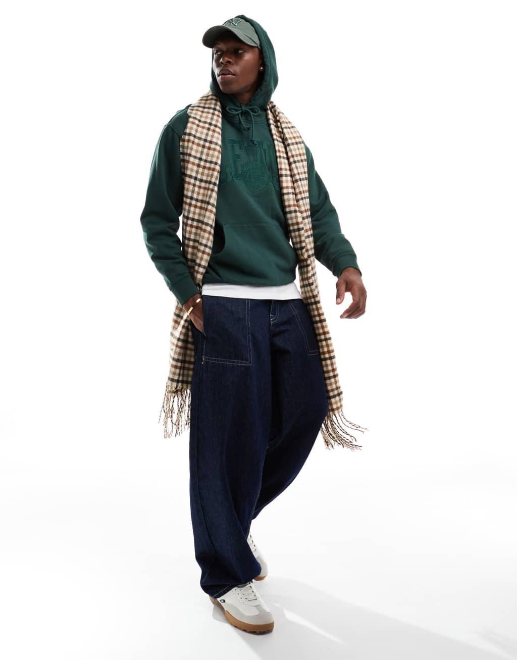 Levi's varsity applique tonal logo relaxed fit hoodie in dark green Product Image