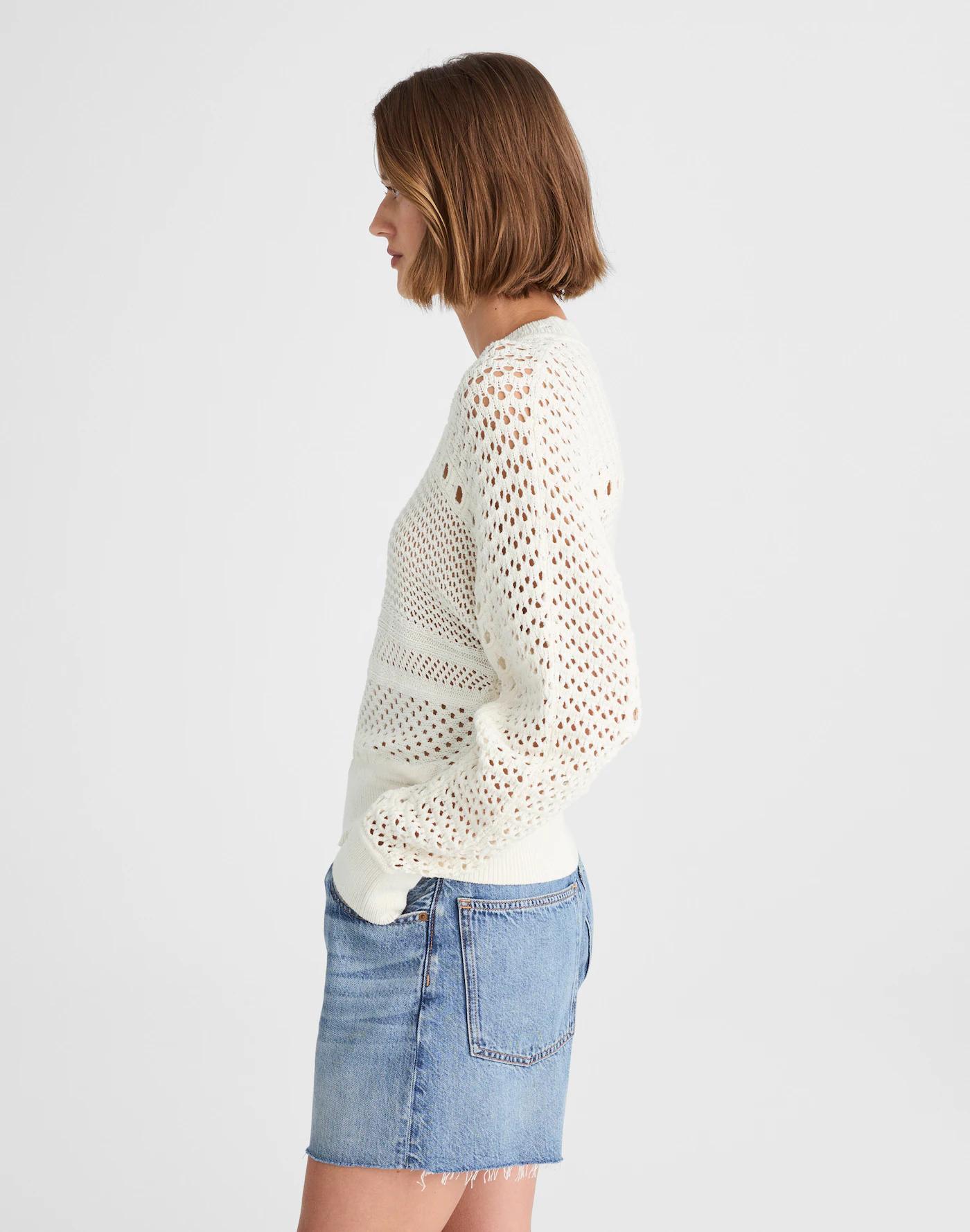 Open-Stitch Cotton Pullover Sweater Product Image