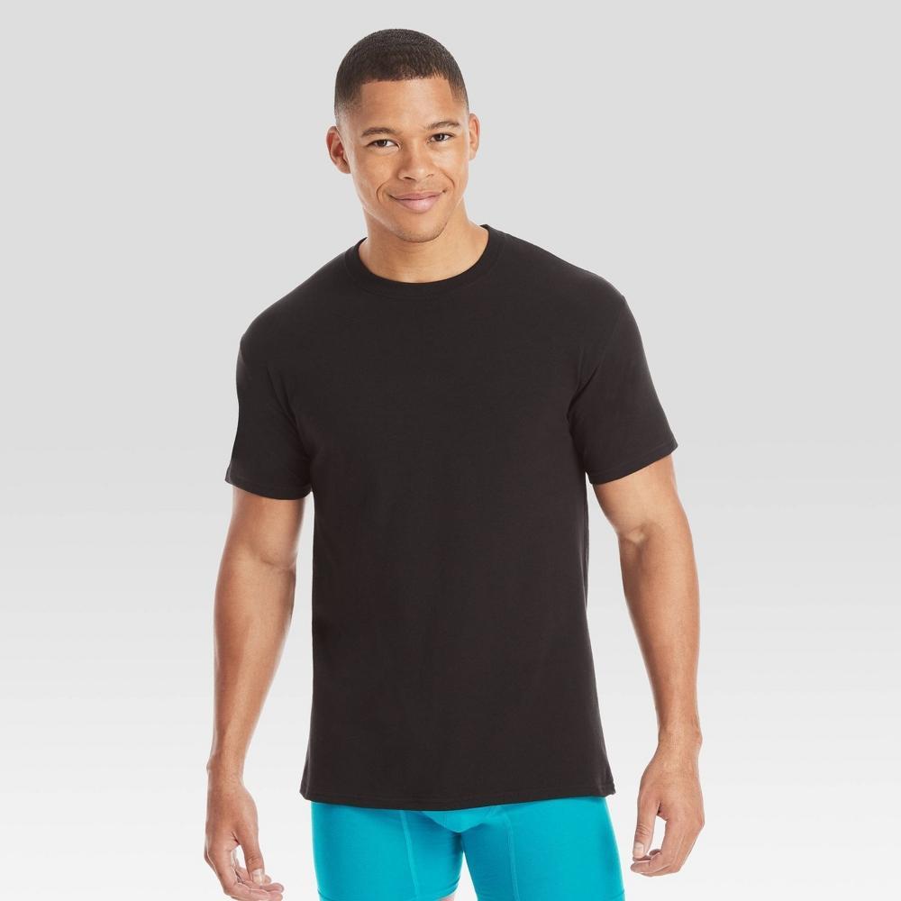 Hanes Premium Black Label Men's 3pk Crewneck Undershirt - Black L Product Image