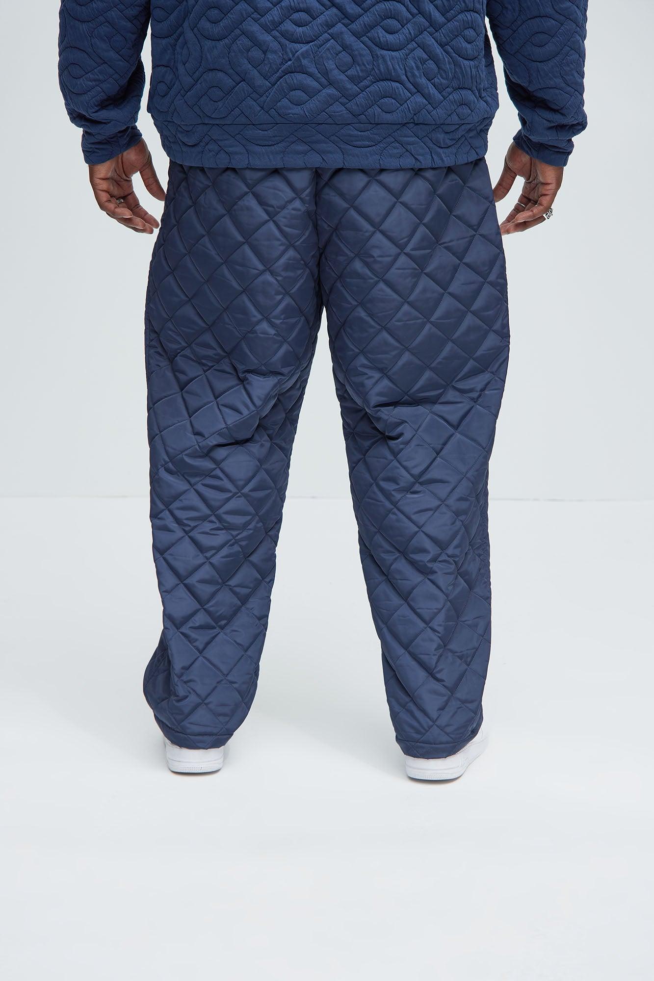 Deebo Straight Quilted Pants - Navy Product Image