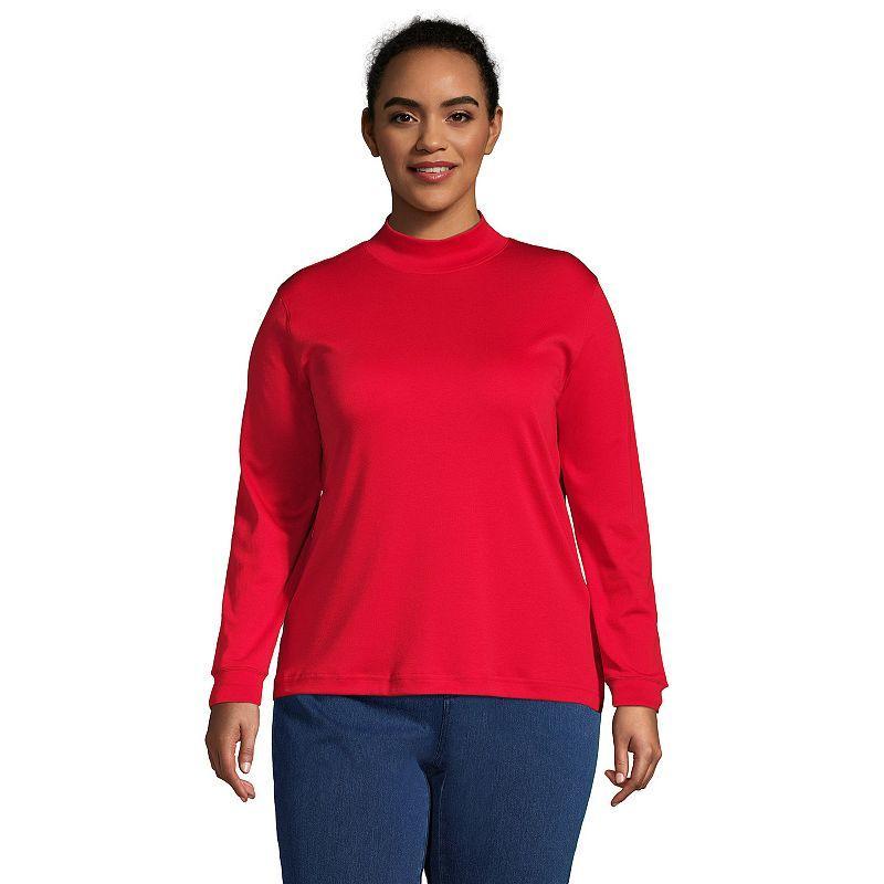 Plus Size Lands' End Supima Cotton Mockneck Top, Women's, Size: 2XL, Grey Heather Product Image