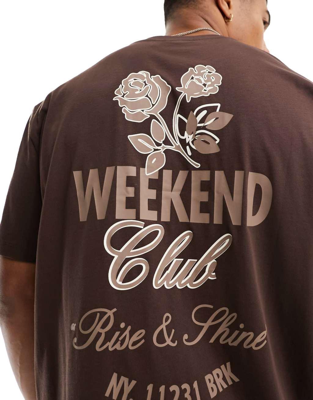 ASOS DESIGN relaxed t-shirt in brown with skate back print Product Image