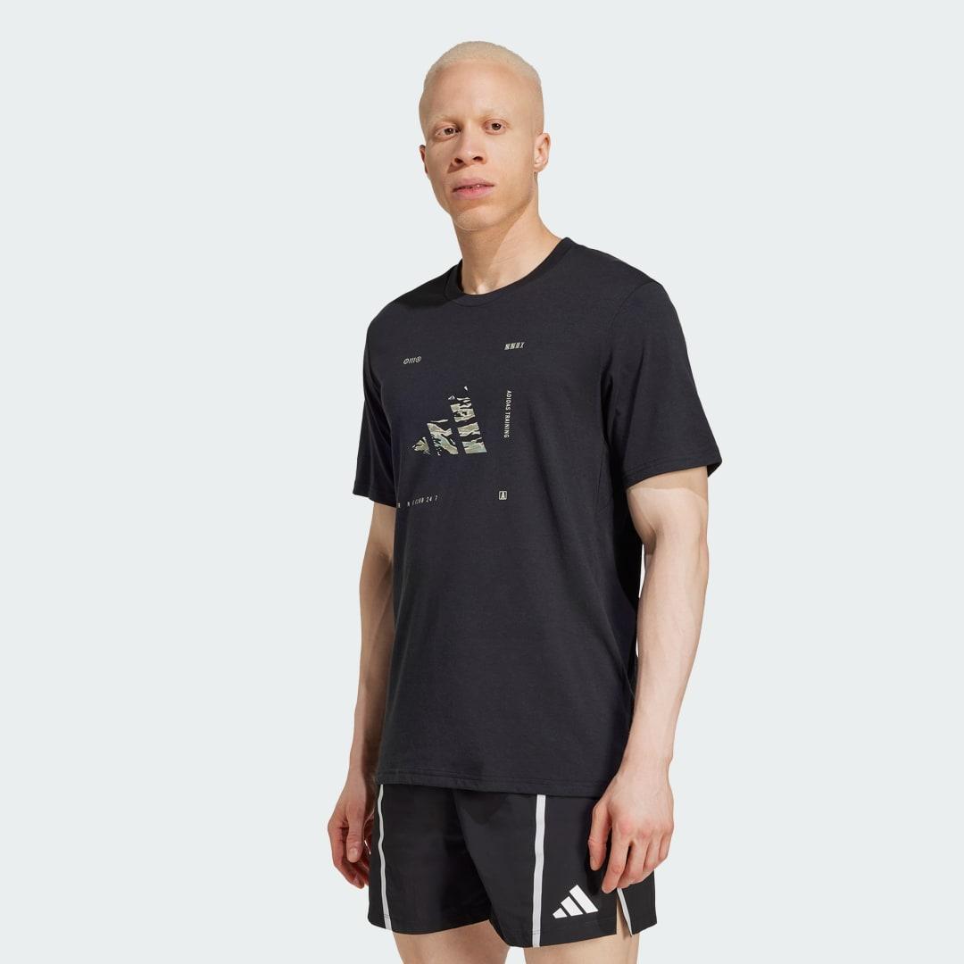 adidas Climacool Training Camo Logo Graphic Tee Silver Pebble 2XL Mens Product Image