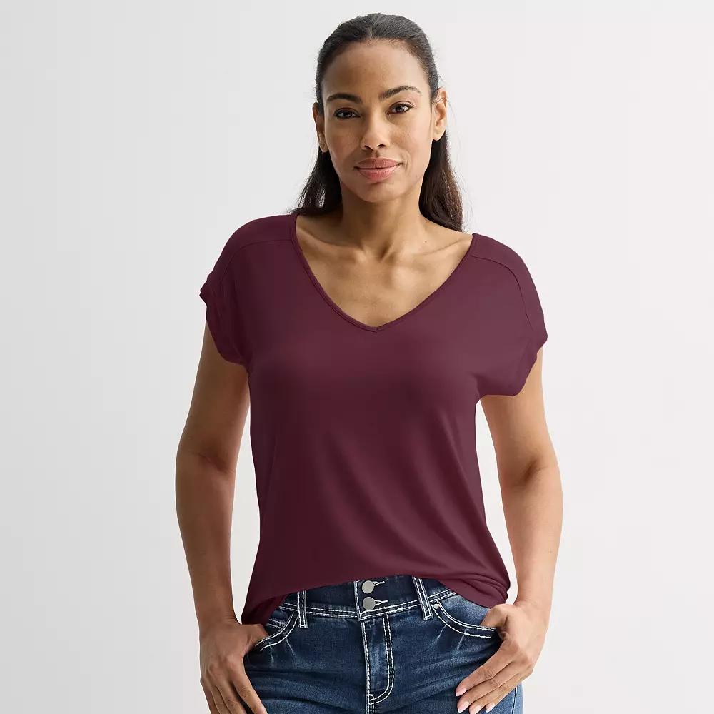 Women's Apt. 9® Short Sleeve V-Neck Tunic Top, Size: XS, Royale Product Image