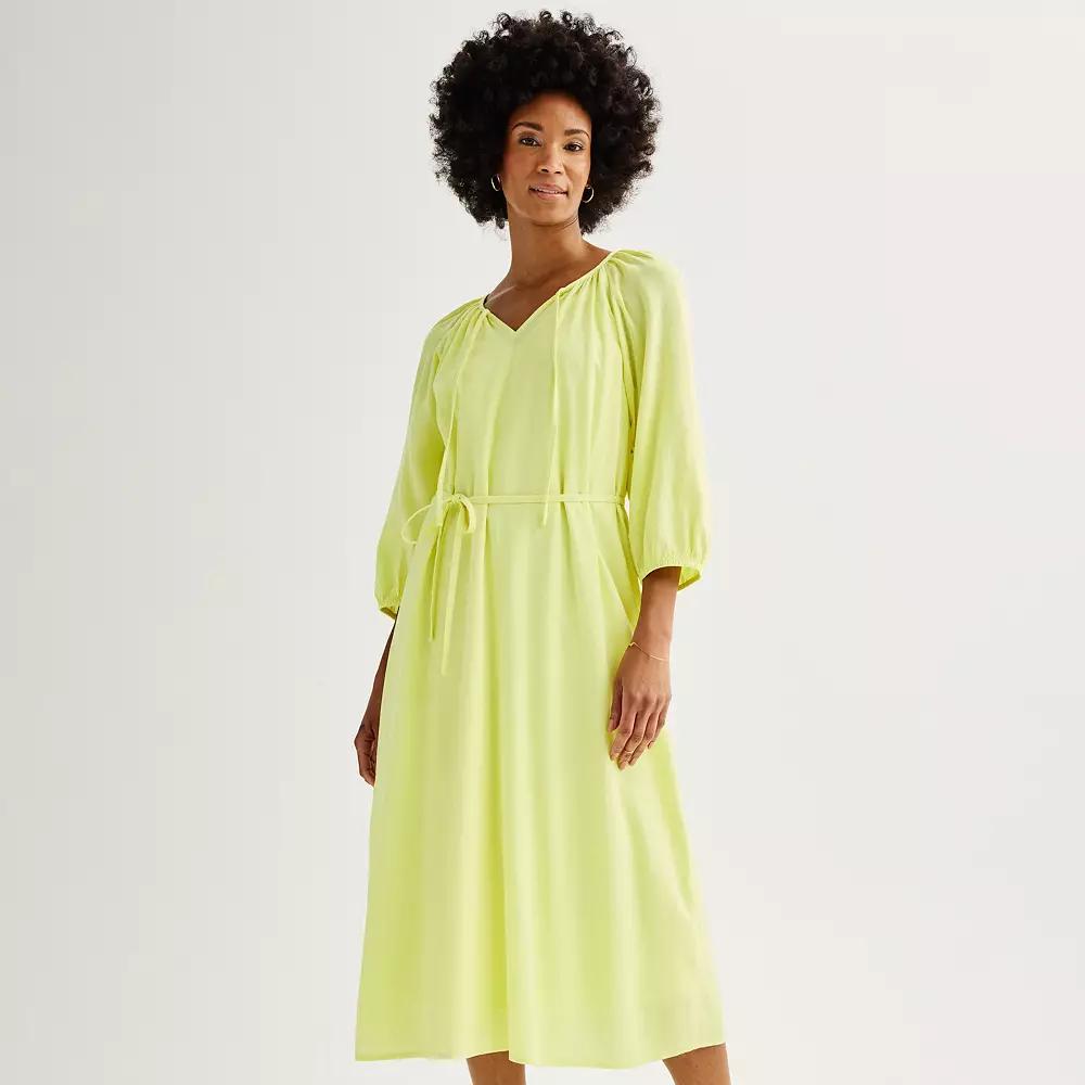 Womens Sonoma Goods For Life Linen-Blend Midi Dress Product Image