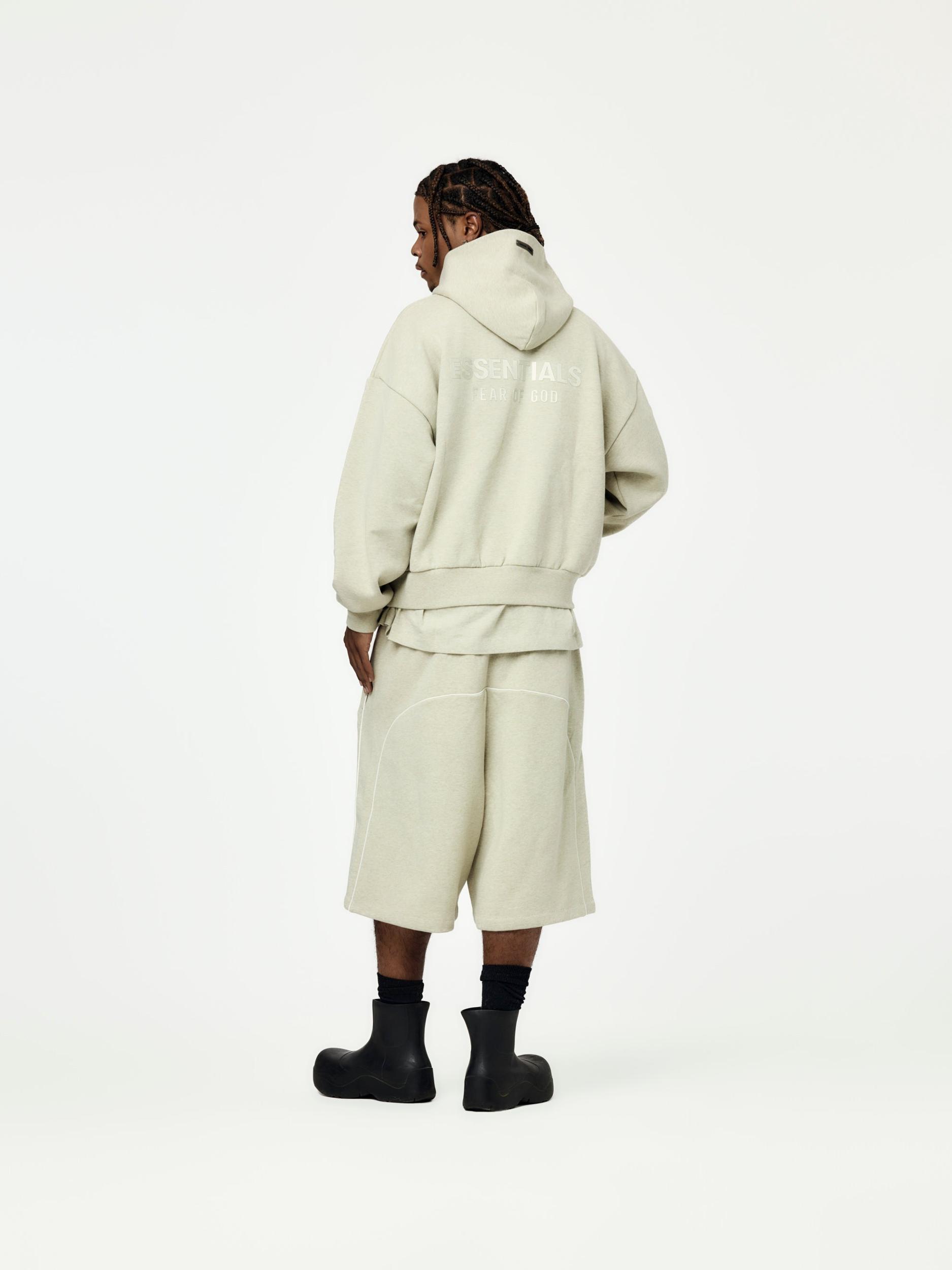 Relaxed Fleece Sweatshort With Piping (Heather Stone) Product Image