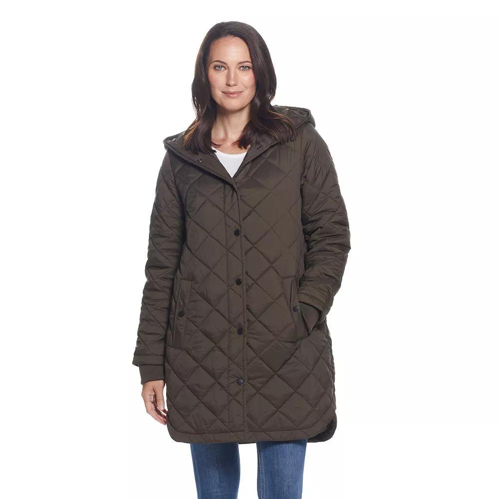 Women's Weathercast Hooded Quilted Duffle Jacket, Size: Small, Green Product Image