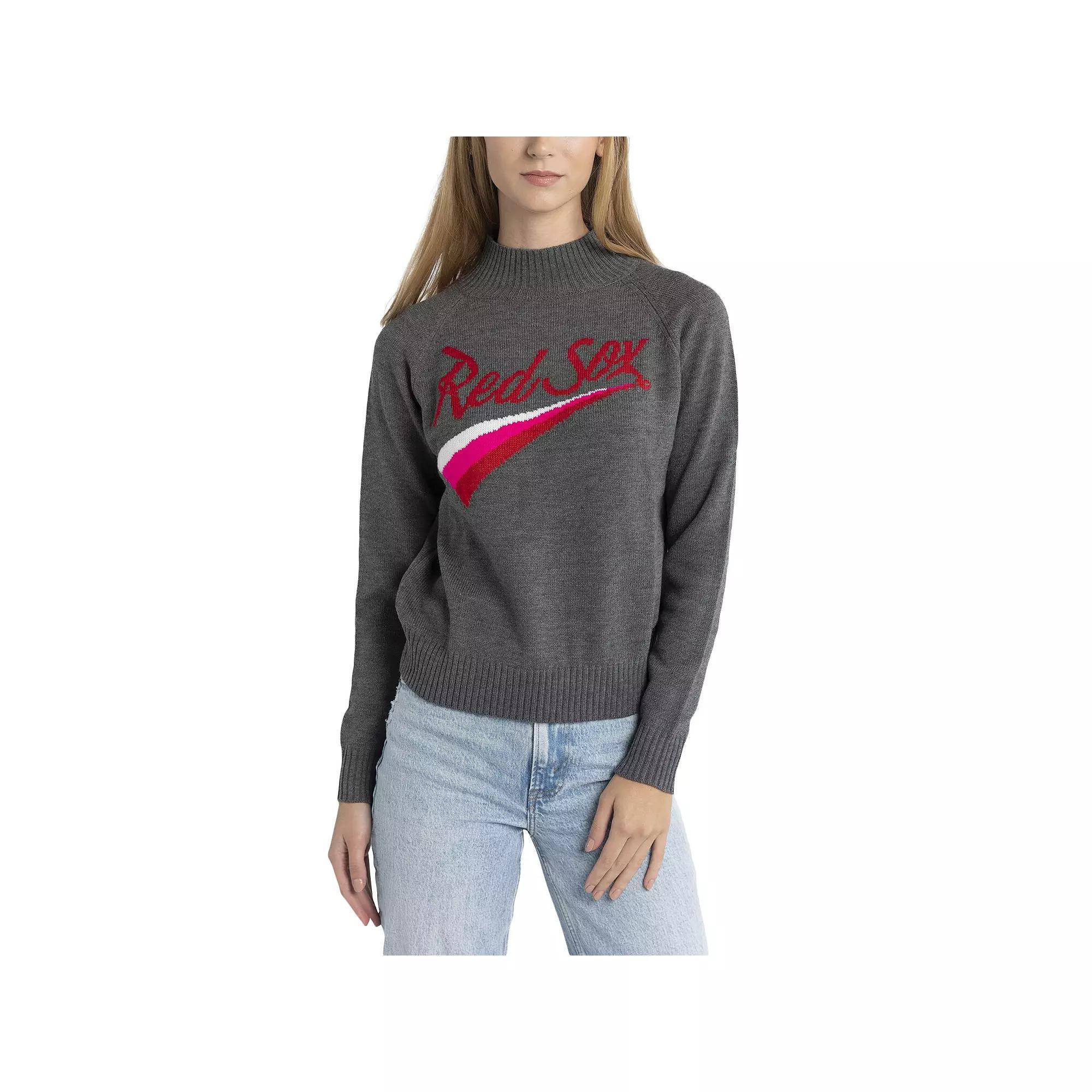 Women's Lusso  Gray Boston Red Sox Serena Raglan Pullover Sweater, Size: XL, Grey Product Image