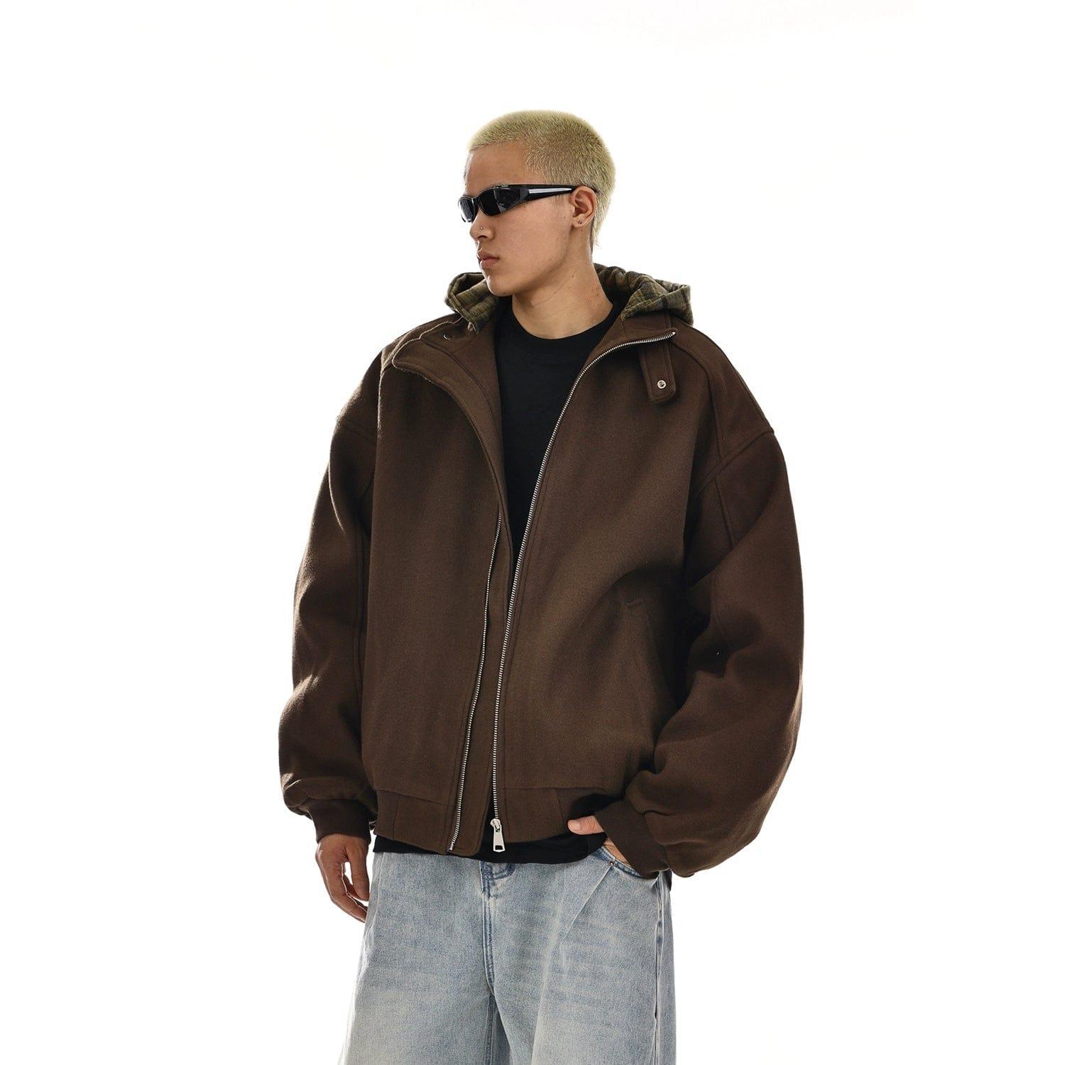RT No. 12117 PLAID HOODED COAT JK Product Image