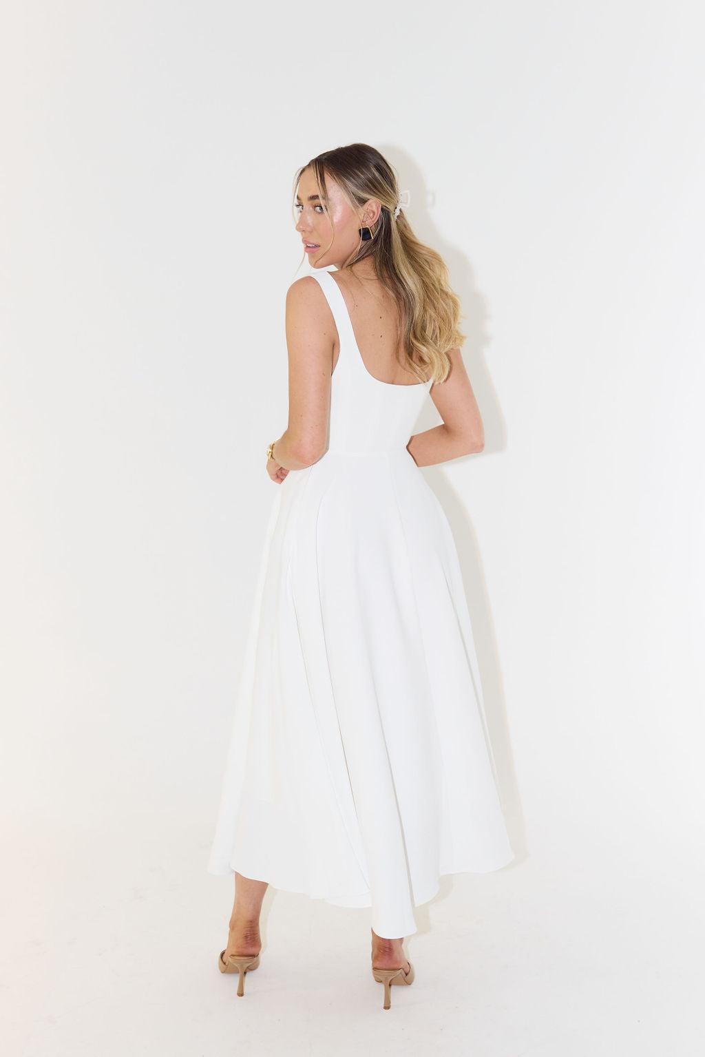 The Ultimate Muse High Waist Square Neck Midi Dress Product Image