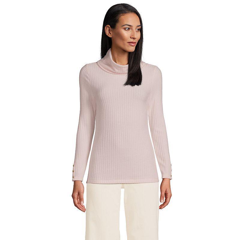 Women's Lands' End Long-Sleeve Wide Rib Turtleneck, Size: XL, Rich Red Product Image