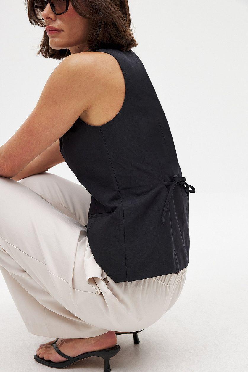 Linen Blend Button Front Vest Product Image