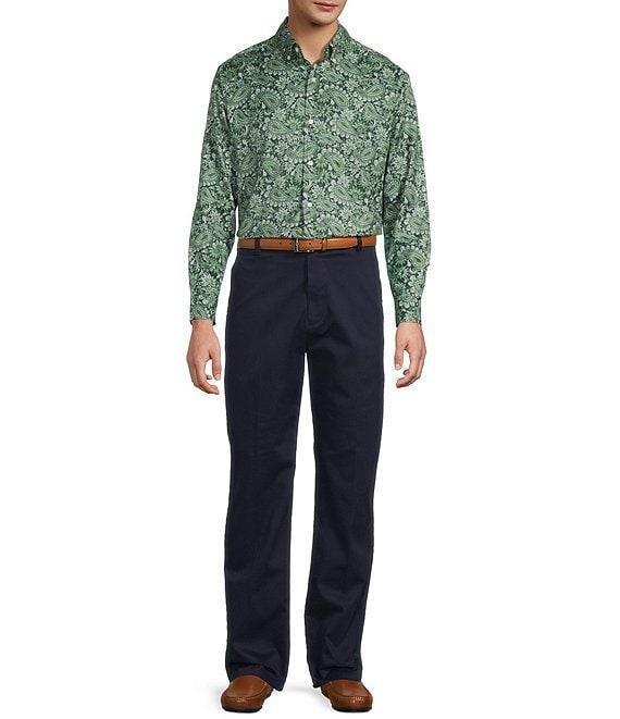 Roundtree & Yorke Long Sleeve Paisley Print Oxford Sport Shirt Product Image