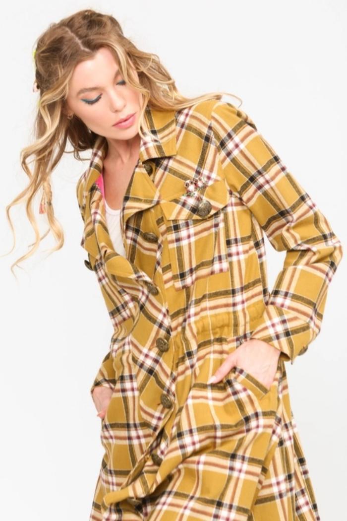 Coco Plaid Trench Coat Product Image