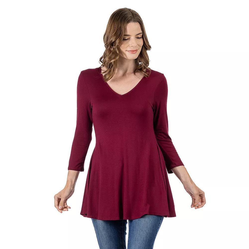 Women's 24Seven Comfort Apparel V Neck Tunic Top, Size: Large, Penny Product Image