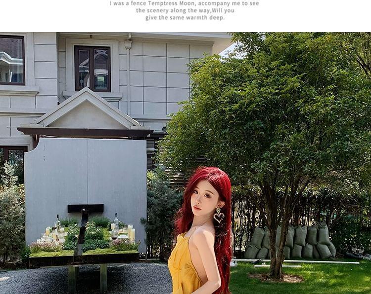 Halter Plain Open Back Asymmetrical Slit Maxi A-Line Sundress (Various Designs) Product Image
