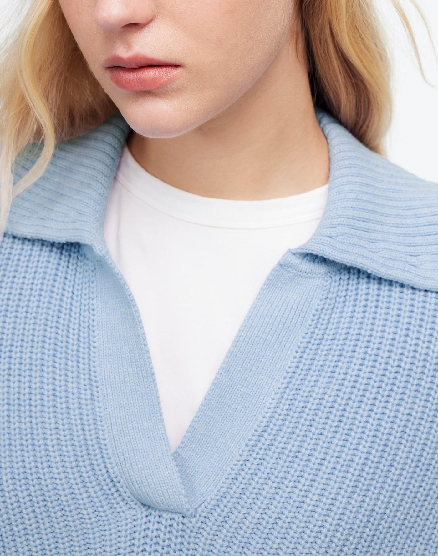 Shaker-Stitch Johnny Collar Sweater Product Image