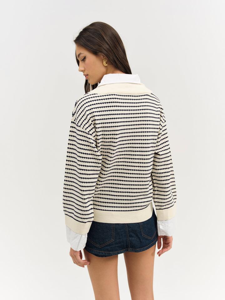 Regatta Stripe Knit Sweater — Ivory Product Image