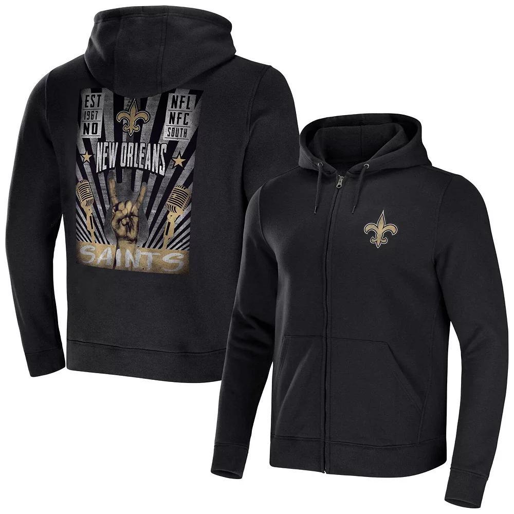 Men's NFL x Darius Rucker Collection by Fanatics Black New Orleans Saints Rocker Full-Zip Hoodie, Size: XL Product Image