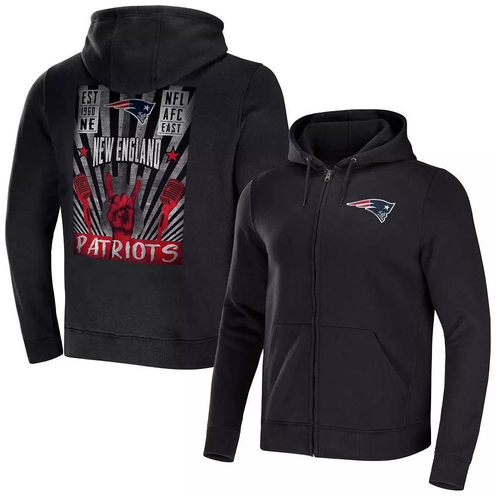 Men's NFL x Darius Rucker Collection by Fanatics Black New England Patriots Rocker Full-Zip Hoodie, Size: Large Product Image