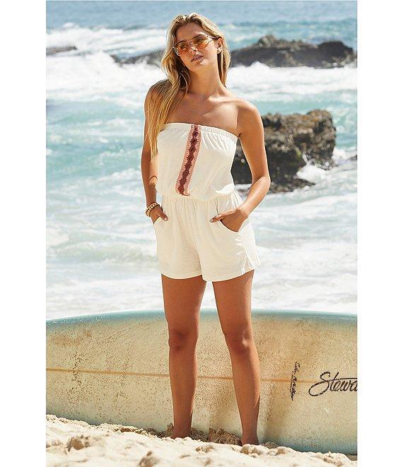 Lucky Brand Malaga Multi Color Crochet Strapless Romper Swim Cover-Up Product Image