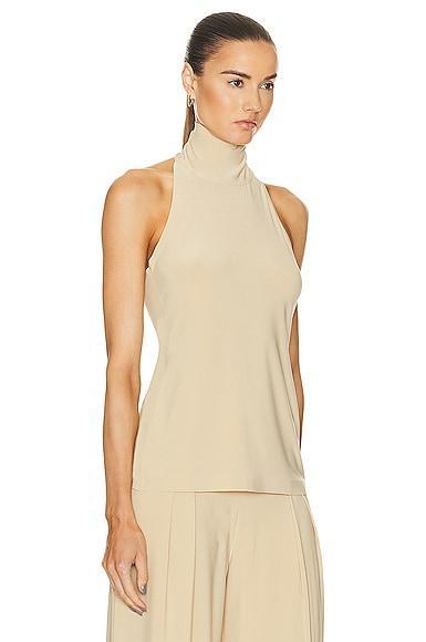 Norma Kamali Halter Turtle Top (Sand) Women's Clothing Product Image