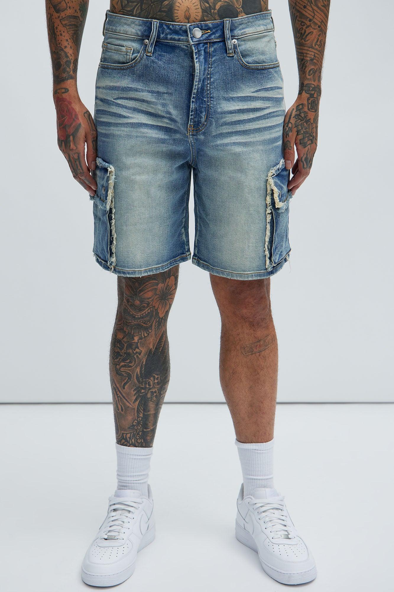 Rush Home Denim Cargo Shorts - Light Blue Wash Product Image
