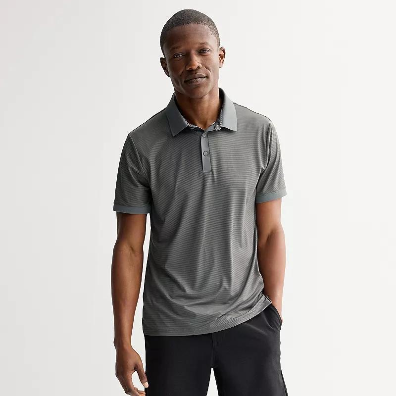Mens FLX Micro Stripe Performance Polo Grey Product Image