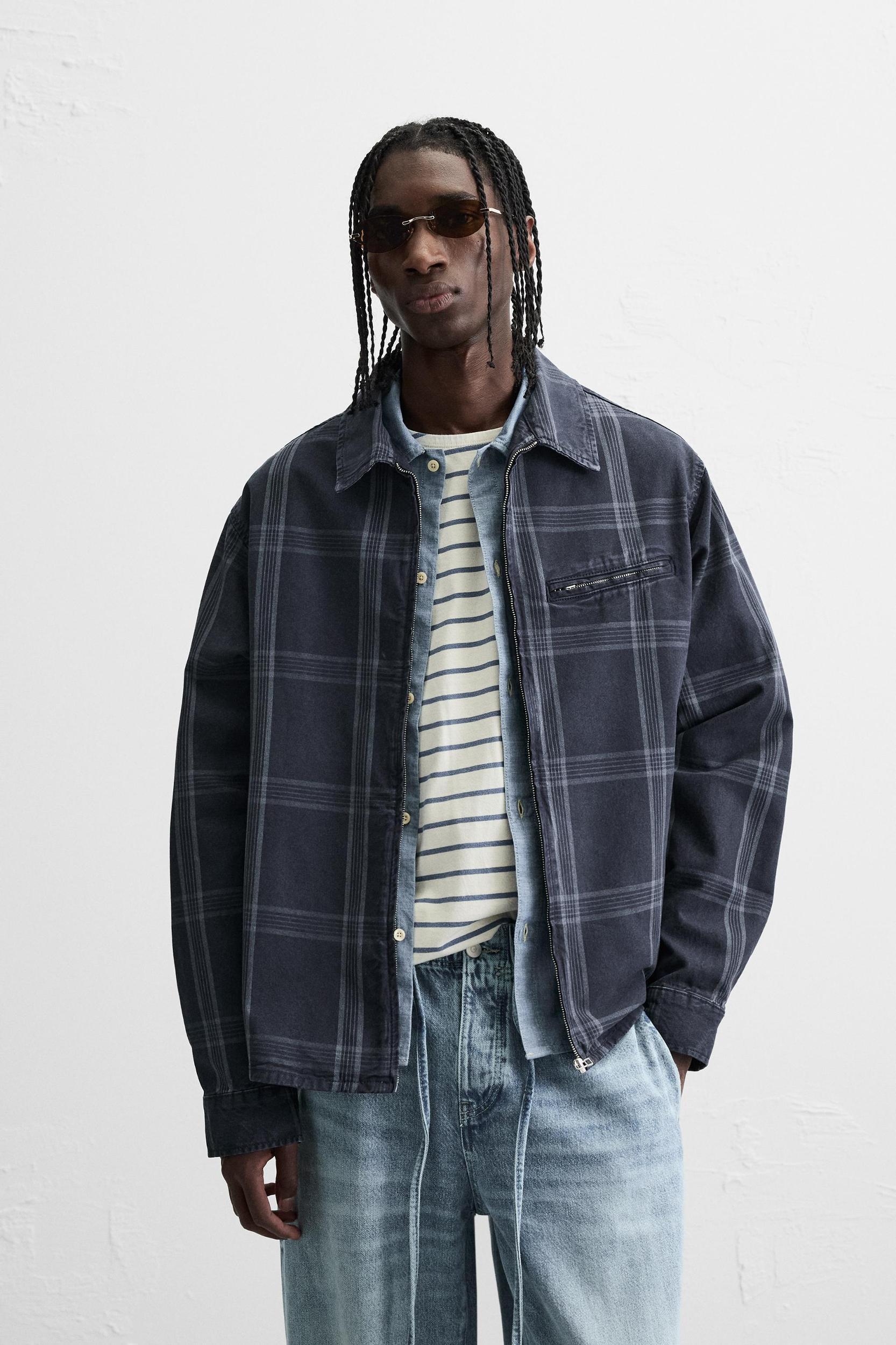 ZIPPERED CHECK JACKET Product Image