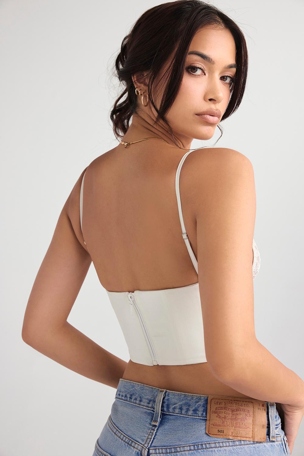 Emilee  ivory satin and lace corset - sale Product Image