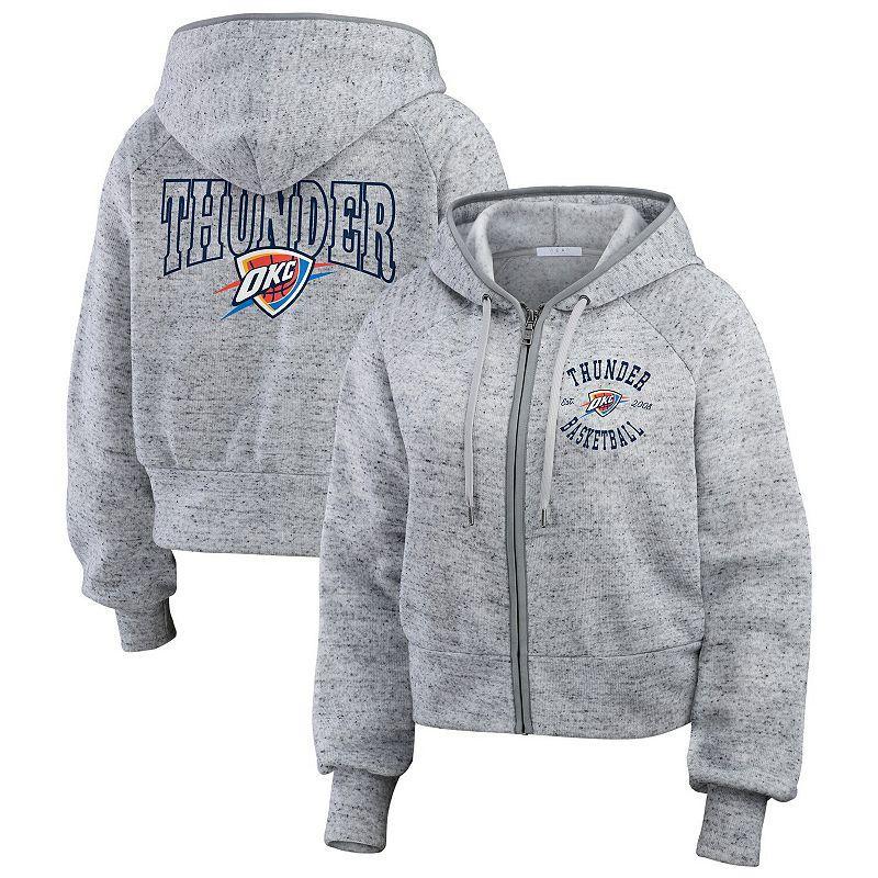 Women's WEAR by Erin Andrews Heather Gray Oklahoma City Thunder Speckled Radiator Full-Zip Hoodie, Size: Medium, Grey Product Image