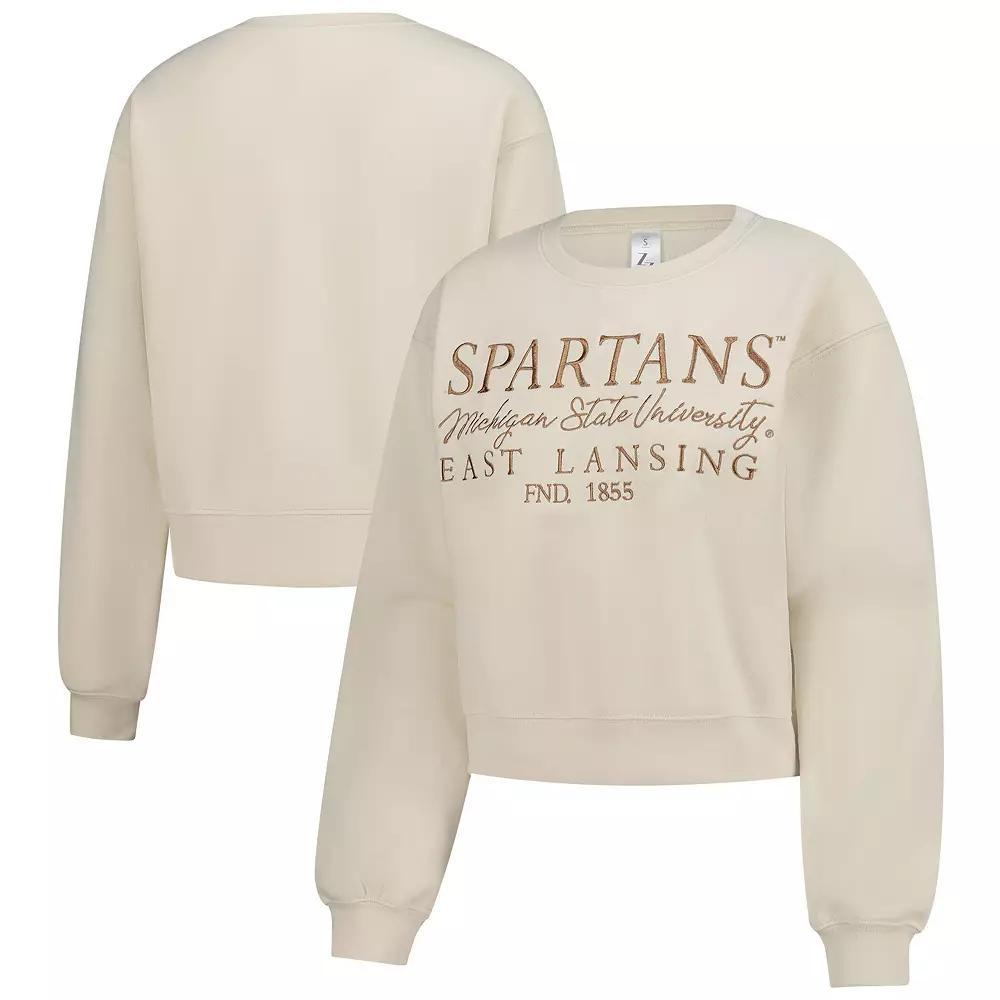Women's ZooZatz Sand Michigan State Spartans Cropped Crewneck Sweatshirt, Size: Medium, Team Product Image