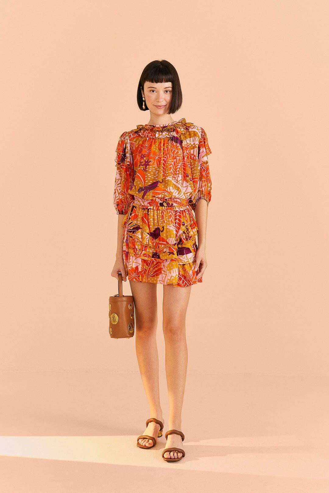Beige Jungle Panther Mini Skirt Product Image