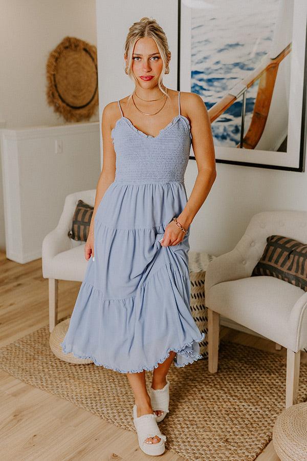 Sweet And Gentle Chiffon Midi Dress in Airy Blue Product Image