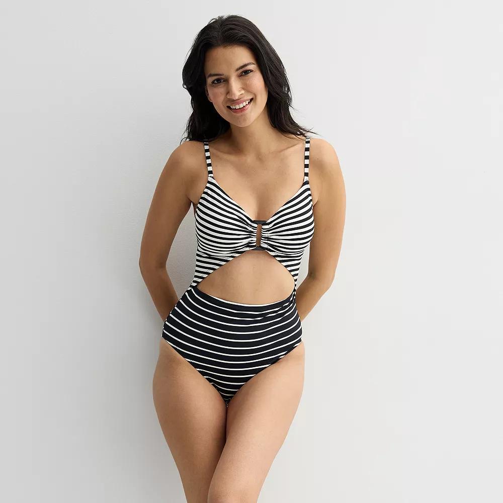Women's Freshwater Cutout One-Piece Swimsuit, Size: Large, Pick Up Line Product Image