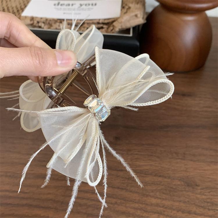 Rhinestone Ribbon Bow Hair Claw Product Image